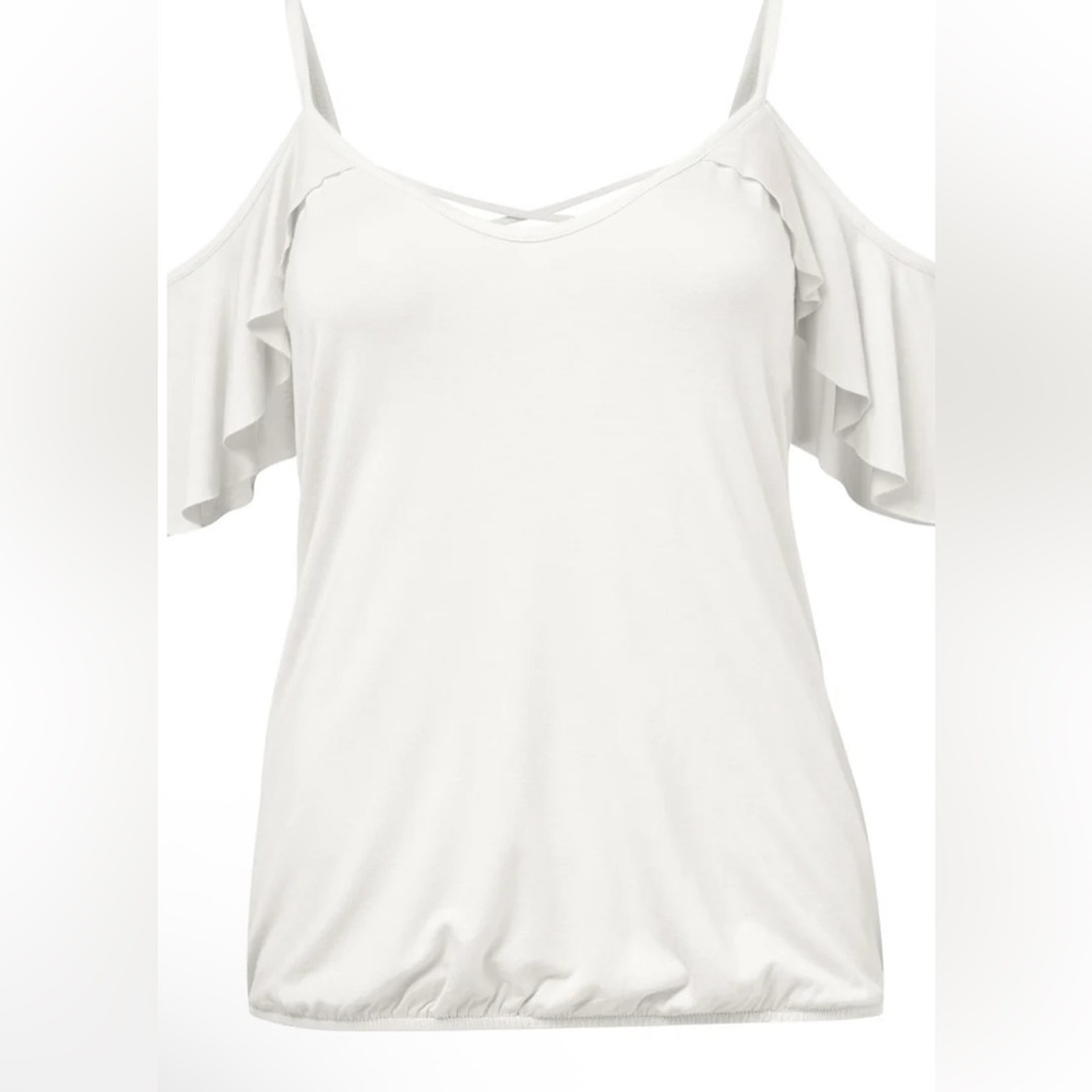 💋 VENUS - Ruffle Cold-Shoulder Top - Picture 5 of 8